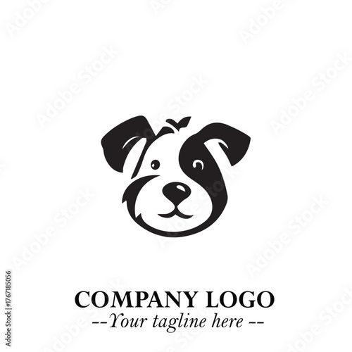 Loyal Head of Dog Logo Symbol in Black on White Background with Modern Minimalist Design