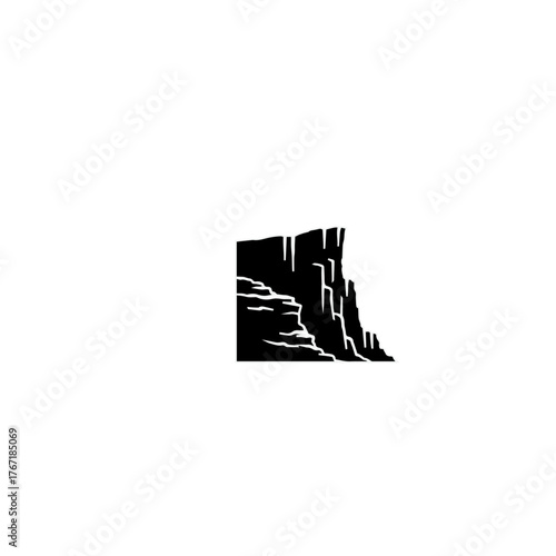 Rugged Cliff Face Silhouette Vector Illustration.