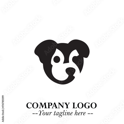 Loyal Head of Dog Logo Symbol in Black on White Background with Modern Minimalist Design