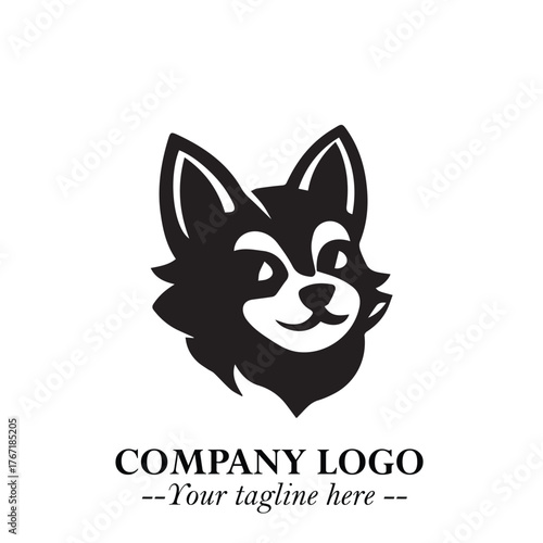 Loyal Head of Dog Logo Symbol in Black on White Background with Modern Minimalist Design