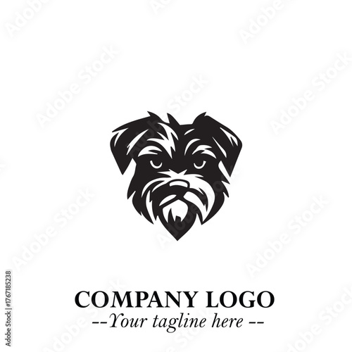 Loyal Head of Dog Logo Symbol in Black on White Background with Modern Minimalist Design