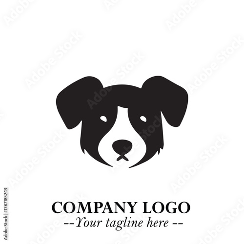 Loyal Head of Dog Logo Symbol in Black on White Background with Modern Minimalist Design