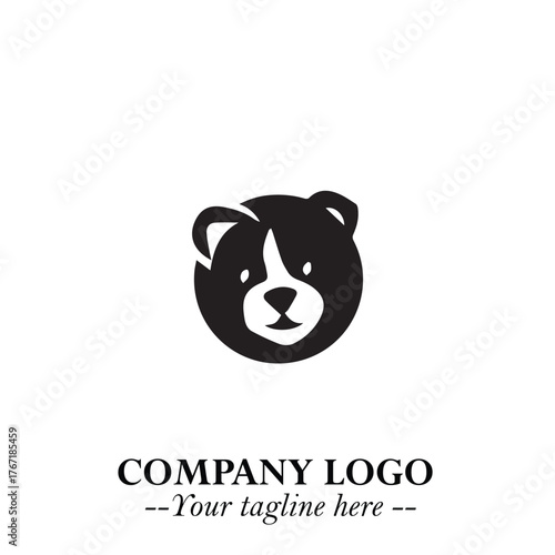 Loyal Head of Dog Logo Symbol in Black on White Background with Modern Minimalist Design