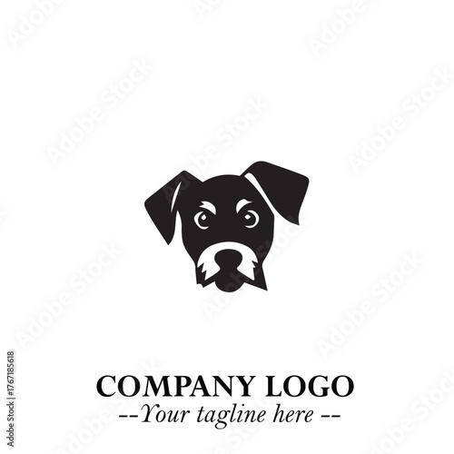 Loyal Head of Dog Logo Symbol in Black on White Background with Modern Minimalist Design