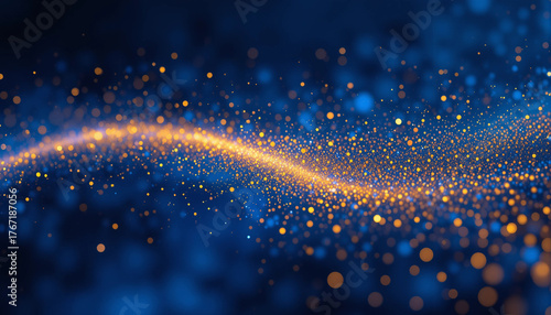 Blue gold shining background image, light, glitter, anniversary, gradation, banner texture advertising poster