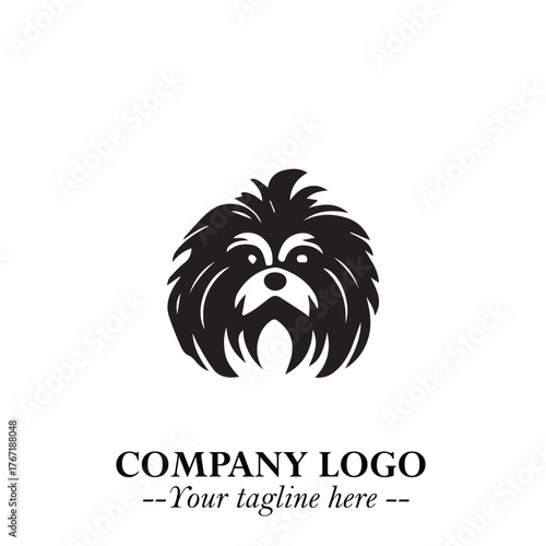 Cute Head of Dog Logo Symbol in Black on White Background with Modern Minimalist Design