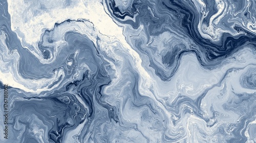 Elegant blue gray marble surface with swirling white and grey patterns, polished stone texture and natural mineral veins, abstract background for luxury interior design and creative projects