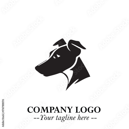 Cute Head of Dog Logo Symbol in Black on White Background with Modern Minimalist Design