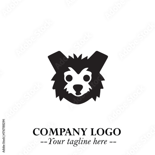 Cute Head of Dog Logo Symbol in Black on White Background with Modern Minimalist Design