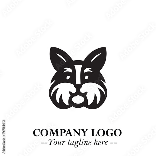 Cute Head of Dog Logo Symbol in Black on White Background with Modern Minimalist Design
