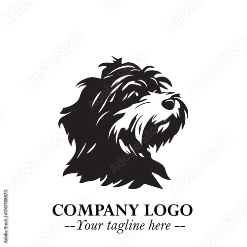 Cute Head of Dog Logo Symbol in Black on White Background with Modern Minimalist Design