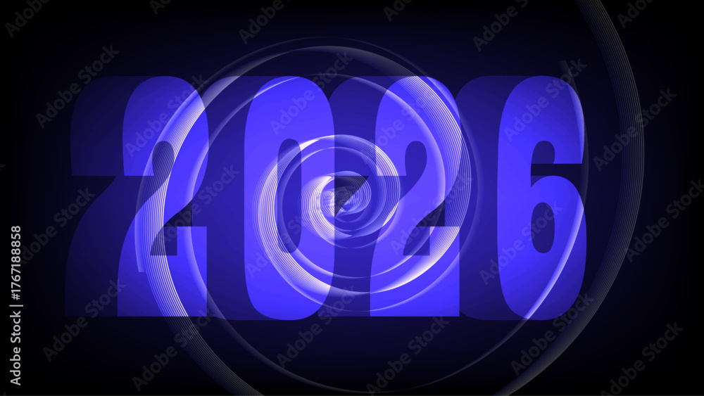 Obraz premium 2026 futuristic background, digital technology abstract, glowing blue neon design