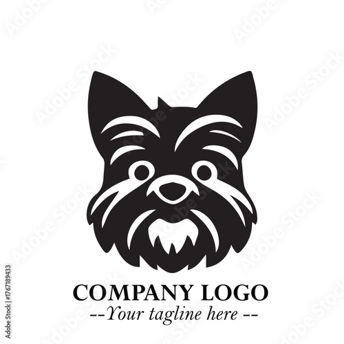 Cute Head of Dog Logo Symbol in Black on White Background with Modern Minimalist Design