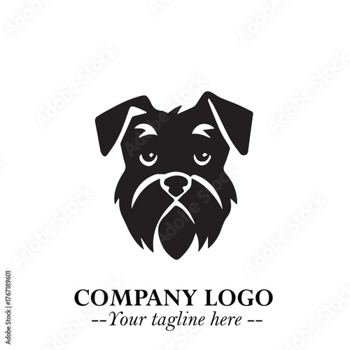 Cute Head of Dog Logo Symbol in Black on White Background with Modern Minimalist Design