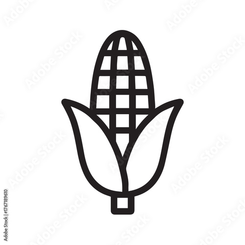 Corn Cob Icon, Maize Farming Harvest Outline Vector illustration.