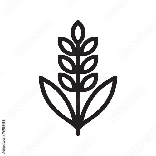 Rice Plant Icon, Paddy Agriculture Line Vector Illustration