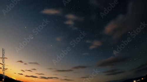 Dramatic sky with clouds at sunset or sunrise peaceful atmosphere