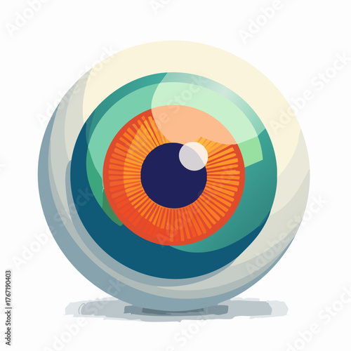 Eye illustration with detailed iris and pupil, focused.