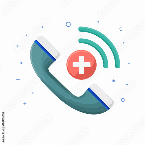 Emergency medical call icon with plus sign for urgent help.