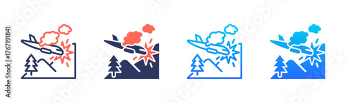 Airplane Accident Icon Pack In Multiple Styles