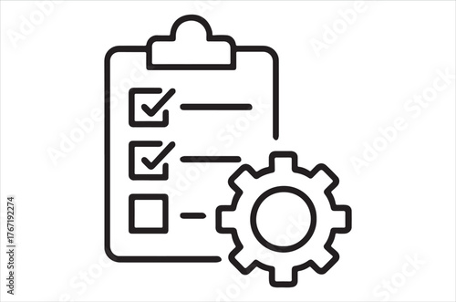 Checklist with gears representing process and task management workflow