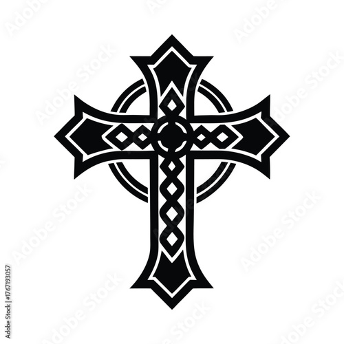 Jesus Cross Silhouette vector illustration, Black Jesus Cross Silhouette