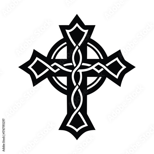 Jesus Cross Silhouette vector illustration, Black Jesus Cross Silhouette
