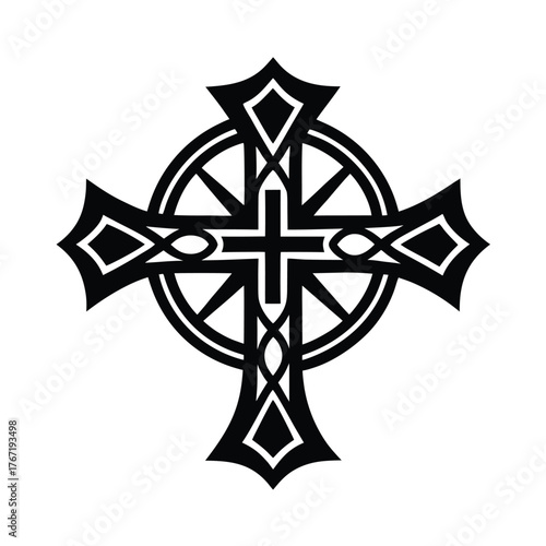 Jesus Cross Silhouette vector illustration, Black Jesus Cross Silhouette