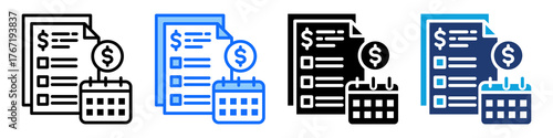 Financial Planning Icon Set Multi Style Vector Illustration
