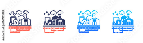 Oil Refinery Emission Icon Pack In Multiple Styles