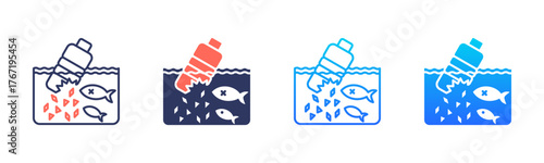 Microplastic Pollution Icon Pack In Multiple Styles