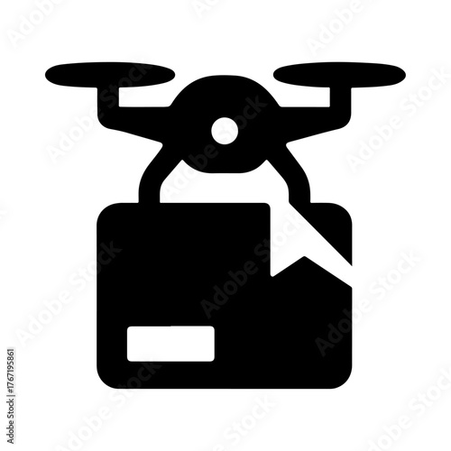 AI Drone Delivery Package Icon - Smart Autonomous Shipping Technology Logistics Transport System