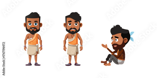 2d Indian man cartoon character ready for animation moral stories, made by adobe illustrator and ready for animate cc.
