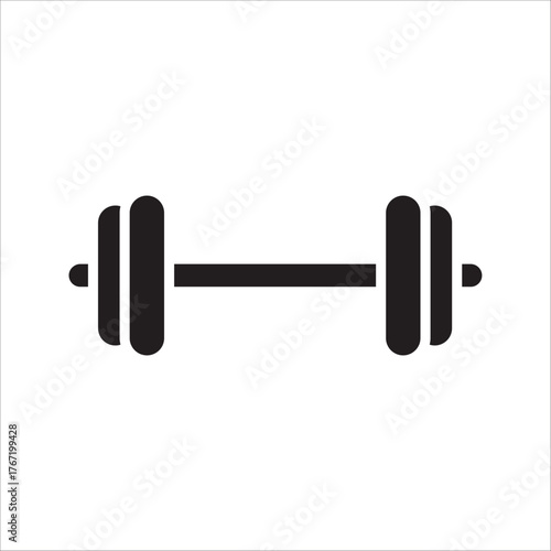A solid black silhouette icon in the shape of a simple dumbbell or barbell, representing fitness, weightlifting, strength training, or gym elements, vector graphics.