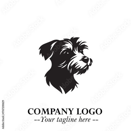 Cute Head of Dog Logo Symbol in Black on White Background with Modern Minimalist Design