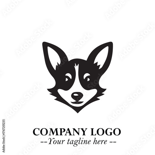Cute Head of Dog Logo Symbol in Black on White Background with Modern Minimalist Design
