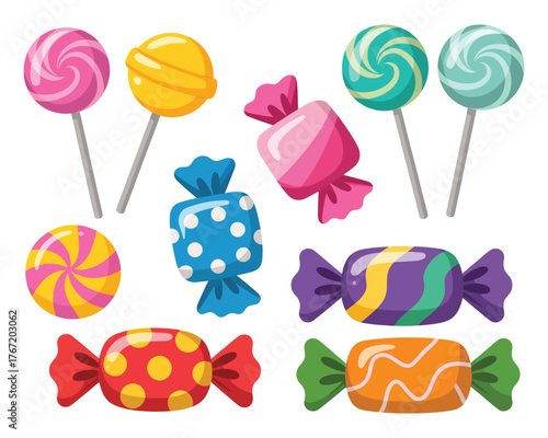 A Collection of Colorful Assorted Candies Illustration
