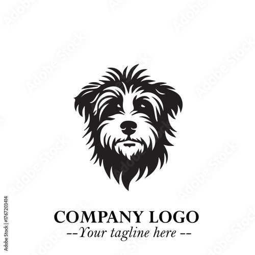 Cute Head of Dog Logo Symbol in Black on White Background with Modern Minimalist Design
