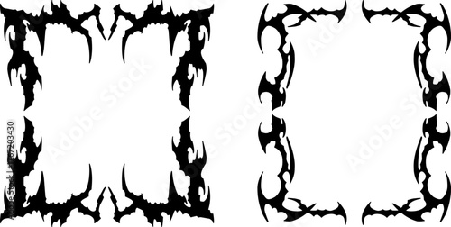 Grunge Neo Tribal Border Tattoo Horror Y2K Tattoo Sigilism Vector Icon