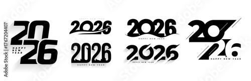 happy new year 2026 text calligraphy in collection