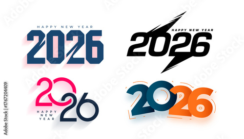 pack of four 2026 happy new year wishes label design