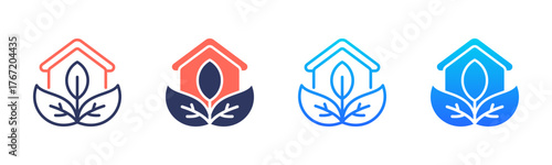 Green Building Icon Pack In Multiple Styles