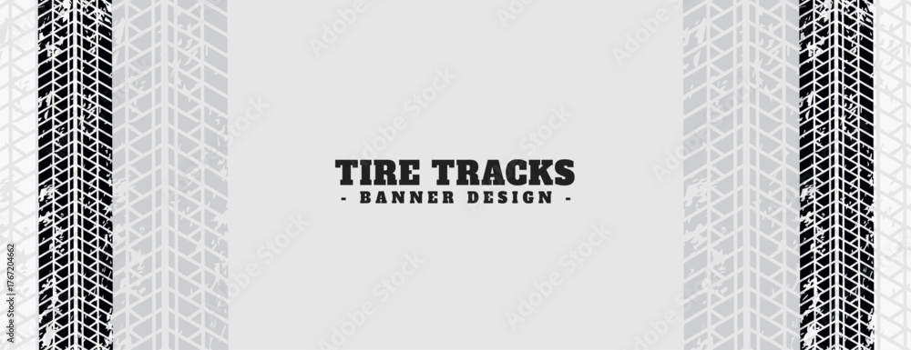 Naklejka premium abstract dirty tire trace mark banner in brush stroke style