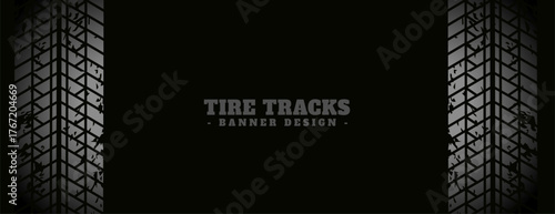 automobile tire track mark grungy banner design