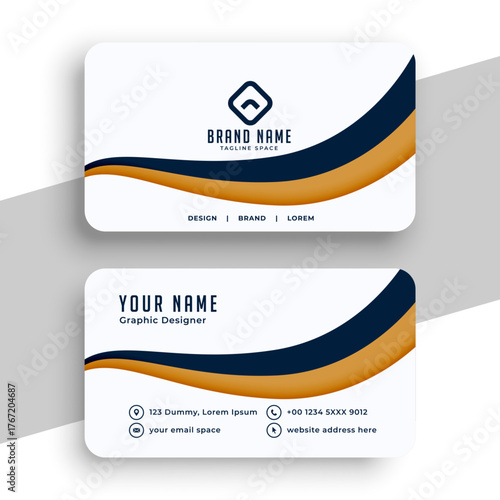 elegant and clean individual name card template with wavy design