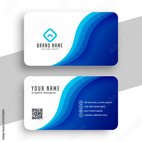 stylish business id card template with wavy lines design
