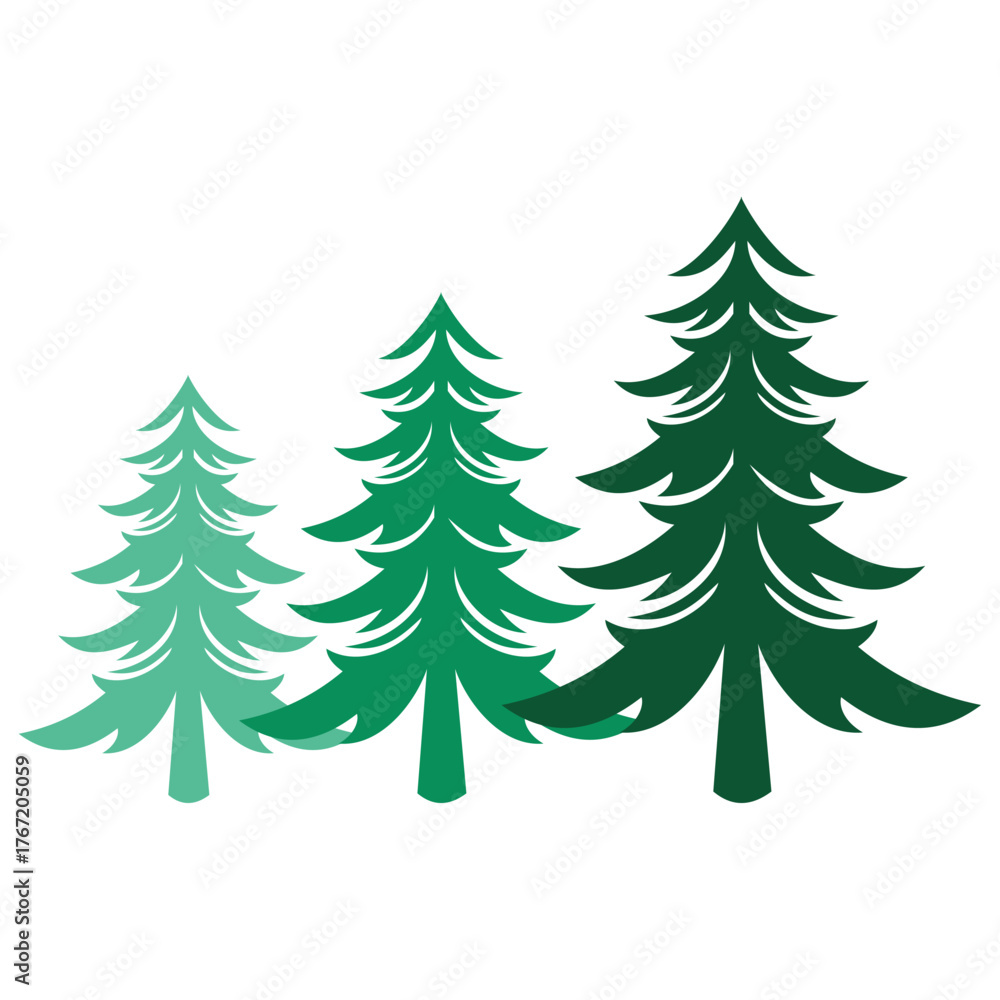 Obraz premium a silhouette of a pine tree with a tiered height in a green gradient