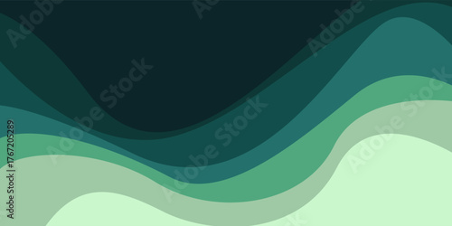 Multi layers blue color texture 3D papercut layers in gradient vector banner. Abstract paper cut art background design for website template. Topography map concept or smooth origami paper cut