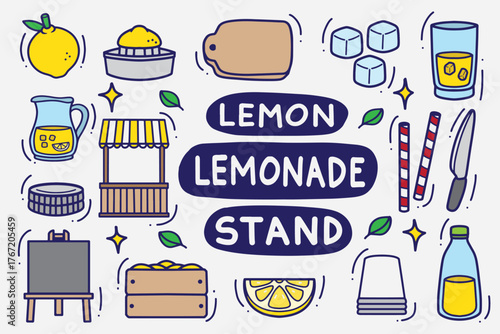set of lemonade stand with color good for background, wallpaper, element design, icon, etc