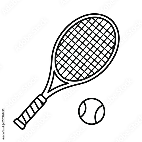 Vector art of tennis racket and ball